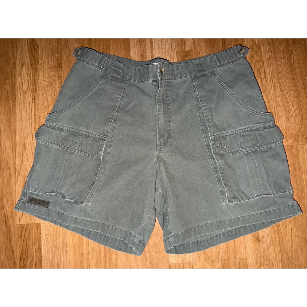Columbia Sportswear Mens 38 Sage Green Cotton Canvas Cargo Shorts